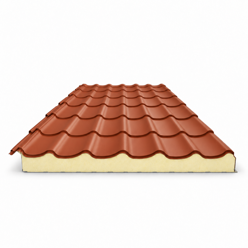 Panneau Sandwich Isolé Imitation Tuile JI Permapan 1100 JORISIDE – 40 à 100 mm – Terracotta RAL 8004