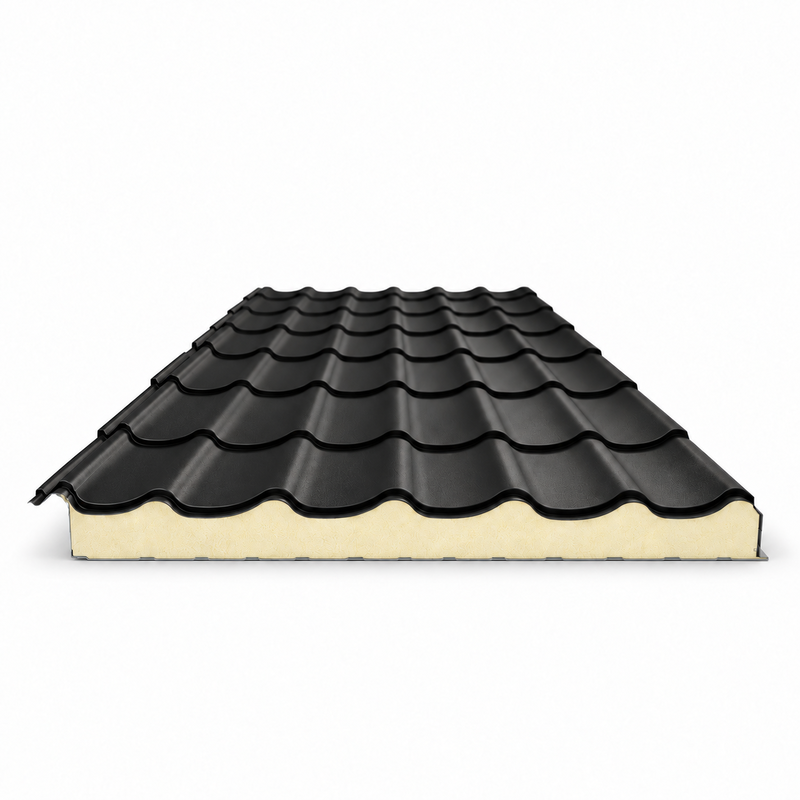 Panneau Sandwich Isolé Imitation Tuile JI Permapan 1100 JORISIDE – 40 à 100 mm – Noir RAL 9005