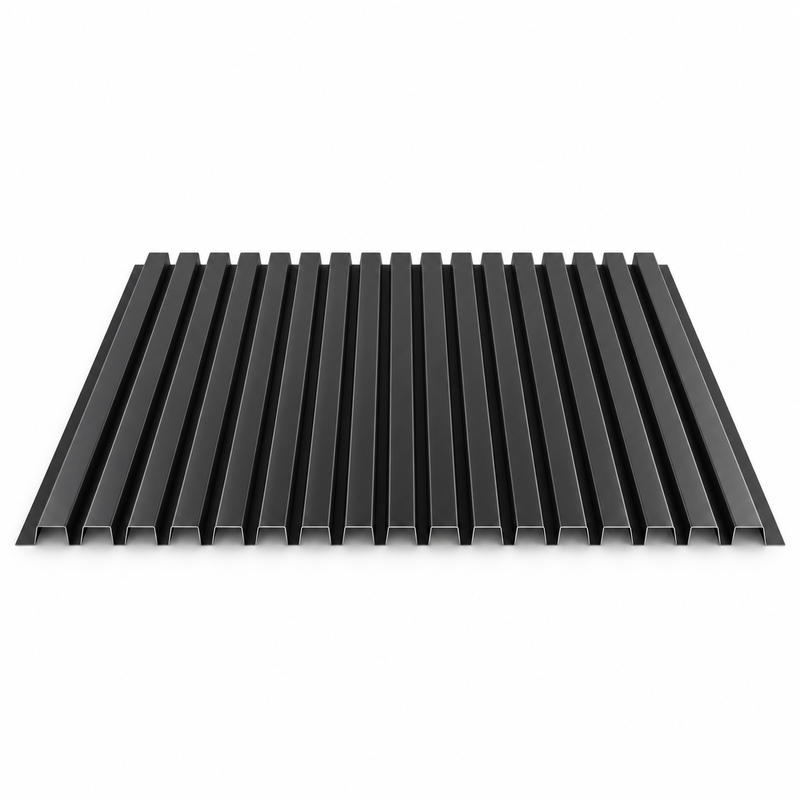 Parement Métallique Noir BlackLine 20x20 – 17 Ondes RAL 9005